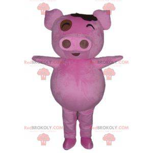 Mascote porco rosa rechonchudo e engraçado - Redbrokoly.com