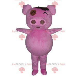 Mascotte de cochon rose dodu et rigolo - Redbrokoly.com