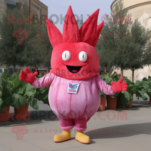 nan Beet mascot costume character dressed with a Flare Jeans and Cummerbunds