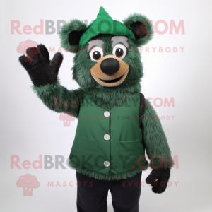 Forest Green But mascot costume character dressed with a Sweater and Gloves