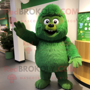 Forest Green But mascot costume character dressed with a Sweater and Gloves