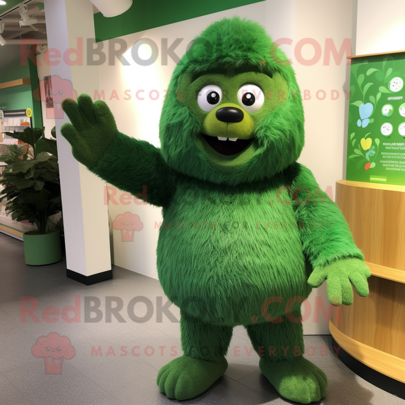 Forest Green But mascot costume character dressed with a Sweater and Gloves Forest Green But mascot costume character dressed with a Sweater and Gloves