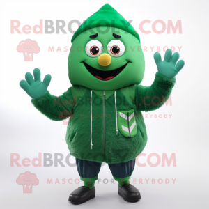 Forest Green But mascot costume character dressed with a Sweater and Gloves