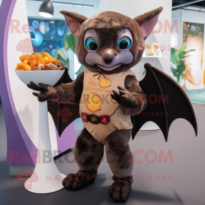 Brown Fruit Bat mascot costume character dressed with a Capri Pants and Watches