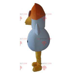 Mascotte d'oiseau blanc orange et jaune de poule de coq -