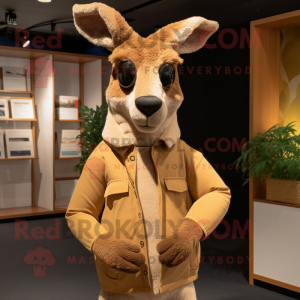 Tan Kangaroo maskot kostym...
