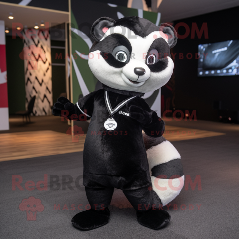 Black Ferret mascot costume character dressed with a Leggings and Keychains