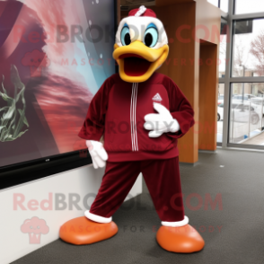 Maroon Swans mascot costume character dressed with a Turtleneck and Shoe clips