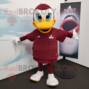 Maroon Swans mascot costume character dressed with a Turtleneck and Shoe clips