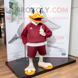 Maroon Swans mascot costume character dressed with a Turtleneck and Shoe clips