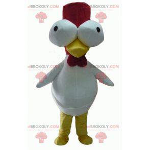 Mascot gallo blanco y rojo con ojos saltones - Redbrokoly.com