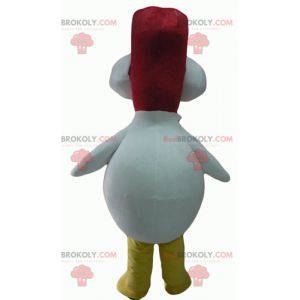 Mascot white and red rooster with protruding eyes -