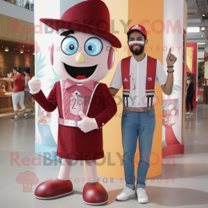 Maroon Stilt Walker maskot...