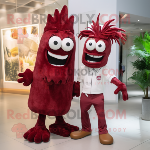 Maroon Stilt Walker maskot...