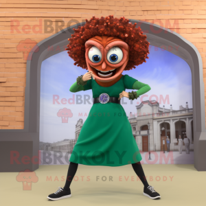 Rust Medusa mascot costume character dressed with a Mini Skirt and Digital watches