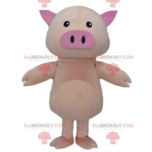 Mascotte de gros cochon rose mignon et dodu - Redbrokoly.com