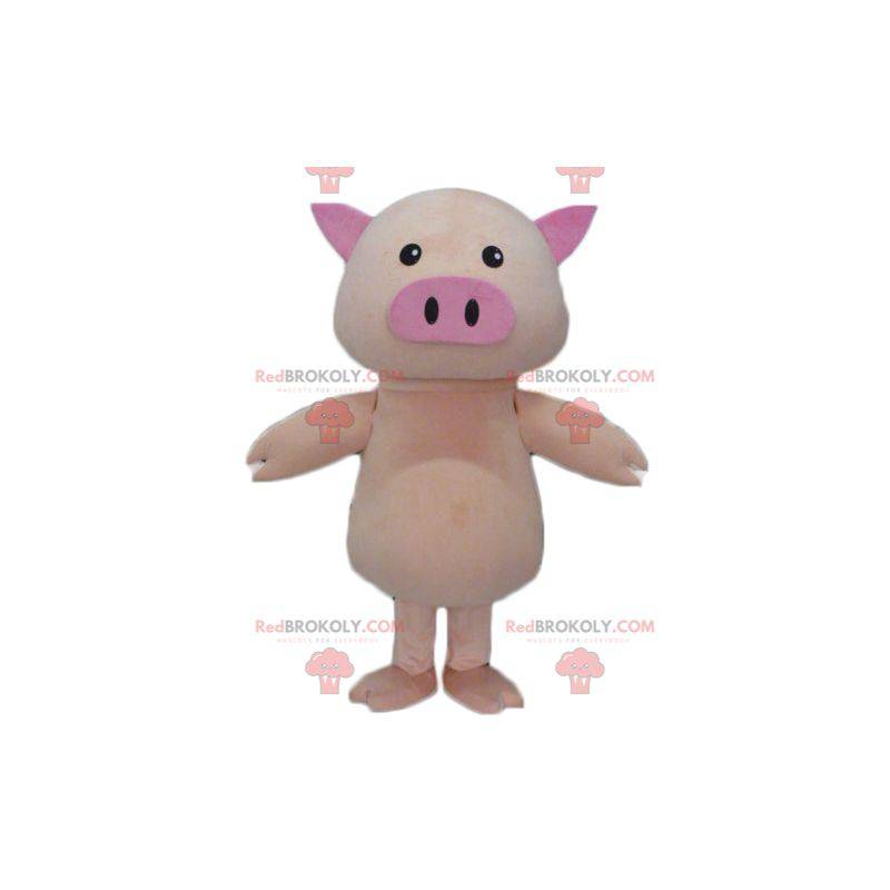 Gran mascota de cerdo rosa lindo y regordete - Redbrokoly.com