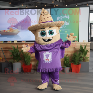 Lavender Nachos mascot costume character dressed with a Playsuit and Scarf clips