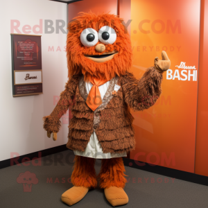 Rust Biryani mascot costume character dressed with a Suit Jacket and Shawl pins