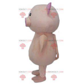 Gran mascota de cerdo rosa lindo y regordete - Redbrokoly.com