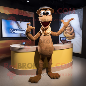 Brown Snake mascot costume character dressed with a Bikini and Cufflinks
