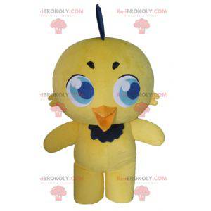 Mascot polluelo amarillo y negro de canario pájaro amarillo -