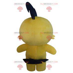 Mascot polluelo amarillo y negro de canario pájaro amarillo -