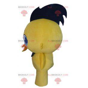 Mascot yellow and black chick of yellow bird canary -