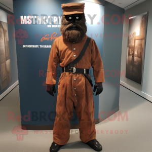 Rust Civil War Soldier mascot costume character dressed with a Jumpsuit and Cufflinks