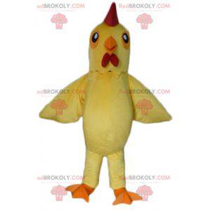 Mascotte de poule jaune et rouge de coq géant - Redbrokoly.com