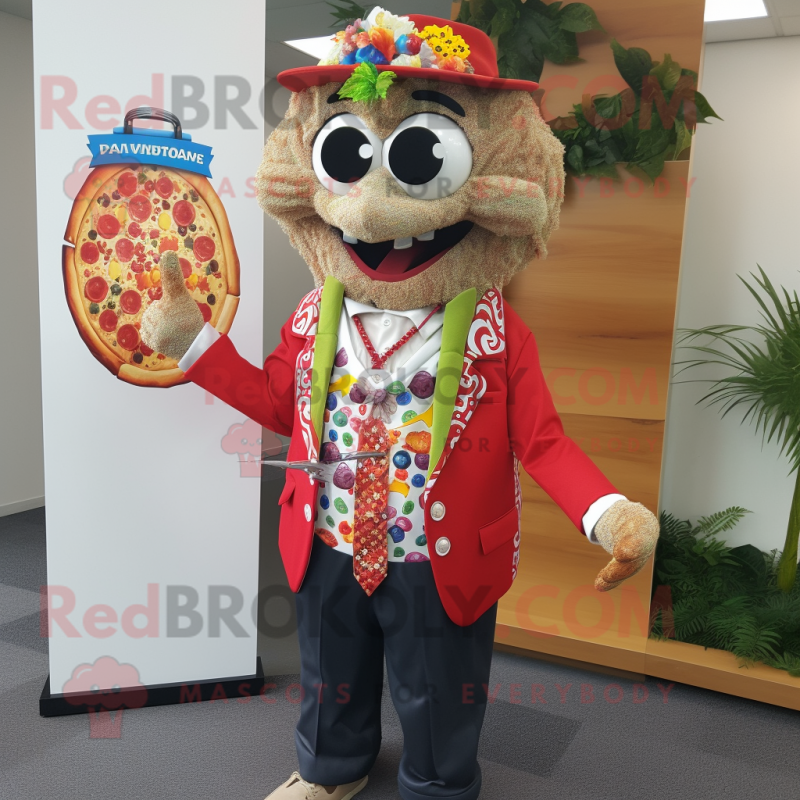 nan Pizza mascot costume character dressed with a Blazer and Necklaces nan Pizza mascot costume character dressed with a Blazer and Necklaces