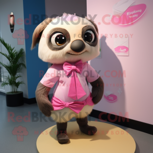 Pink Sloth maskot kostume...