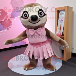 Pink Sloth maskot kostume...