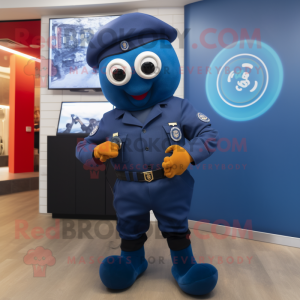 Navy Octopus mascot costume character dressed with a Trousers and Smartwatches
