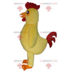 Mascotte de poule jaune et rouge de coq géant - Redbrokoly.com