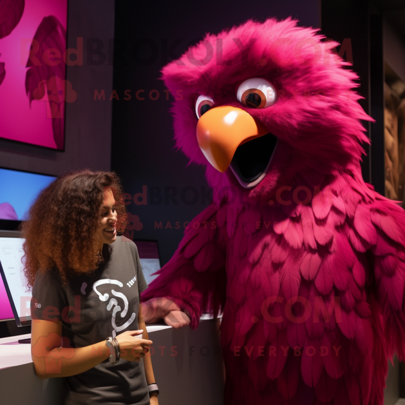 Magenta Eagle mascot costume character dressed with a Bikini and Watches Magenta Eagle mascot costume character dressed with a Bikini and Watches