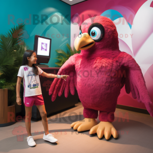 Magenta Eagle mascot costume character dressed with a Bikini and Watches