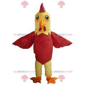 Mascotte de poule jaune et rouge de coq géant - Redbrokoly.com