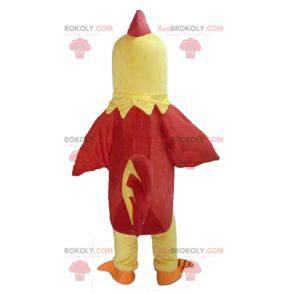 Mascotte de poule jaune et rouge de coq géant - Redbrokoly.com