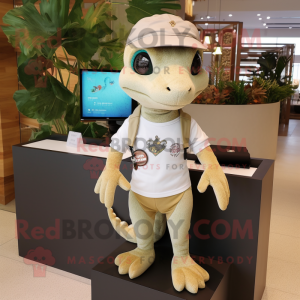 Beige Geckos mascot costume character dressed with a Polo Tee and Keychains