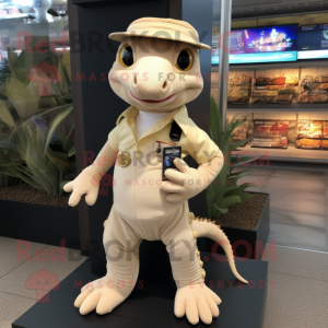 Beige Geckos mascot costume character dressed with a Polo Tee and Keychains