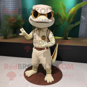 Beige Geckos maskot kostume...