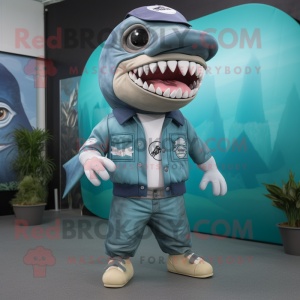 Cyan Megalodon maskot...