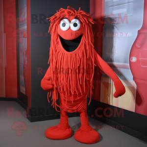 Röd Spaghetti maskot kostym...
