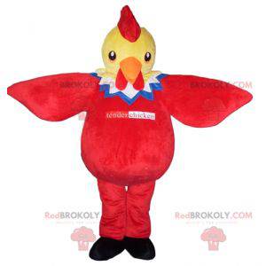 Giant yellow red blue and white chicken mascot - Redbrokoly.com