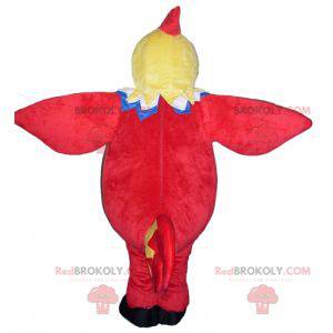 Mascota de pollo gigante amarillo rojo azul y blanco -