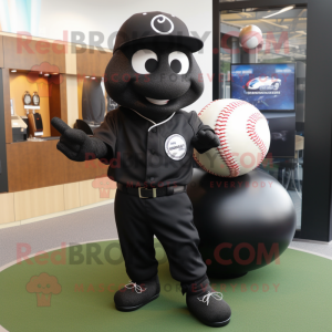 Svart baseballball maskot...