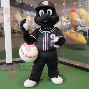 Svart baseballball maskot...