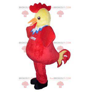 Mascota de pollo gigante amarillo rojo azul y blanco -