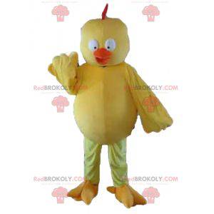 Mascot gran pollito amarillo y naranja regordete y lindo -
